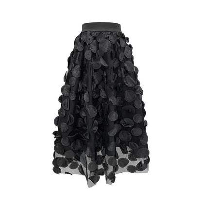 Polka Dot Tulle Mesh Maxi Skirt