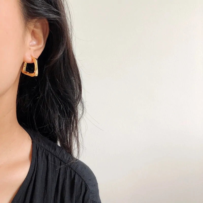 Geometric Gold Triangle Earrings