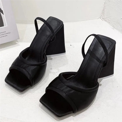 Slides Mules Thick Block Heels