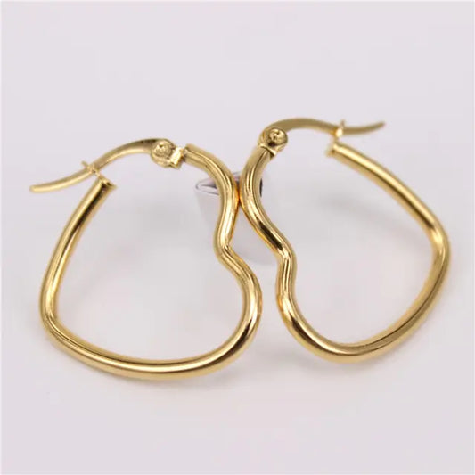 Heart-Shaped Gold Hoop Earrings