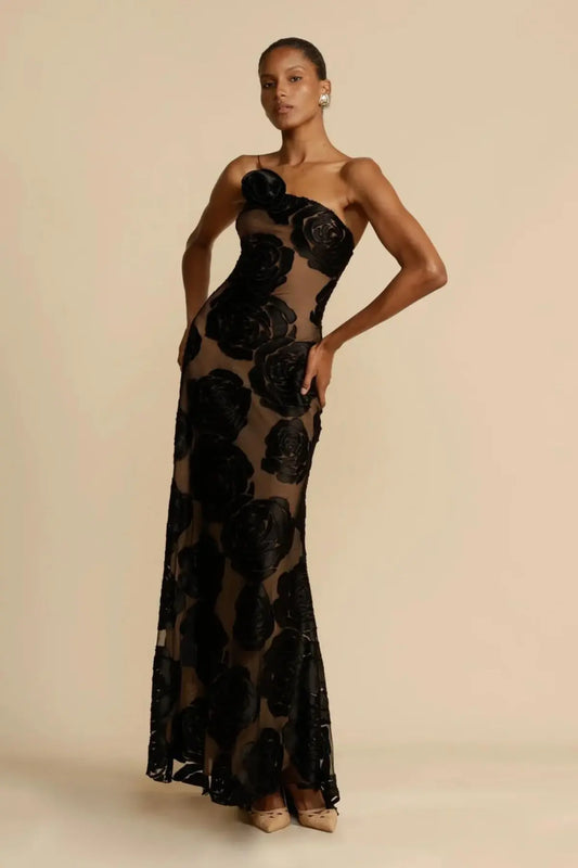 Stunning Mesh Evening Maxi Dress