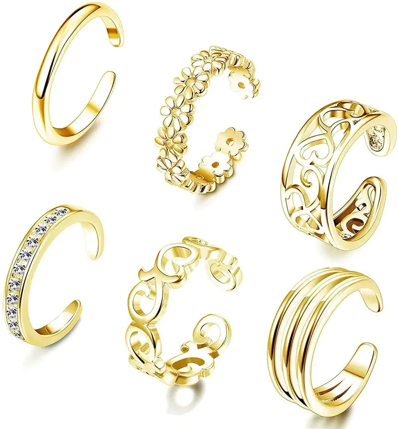 Toe-tally stylish ~ Toe Rings 6 Piece Foot Jewelry 