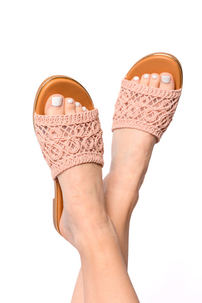 Flats ~ Crochet Strap Sandals in Pink