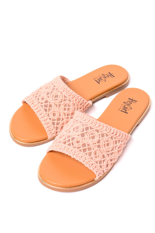 Flats ~ Crochet Strap Sandals in Pink