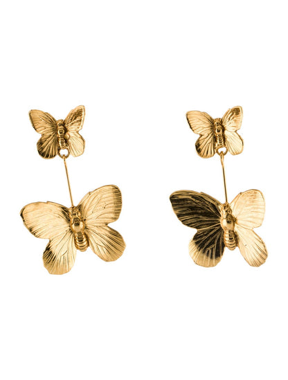 Gold Chunky Butterfly Dangle Earrings