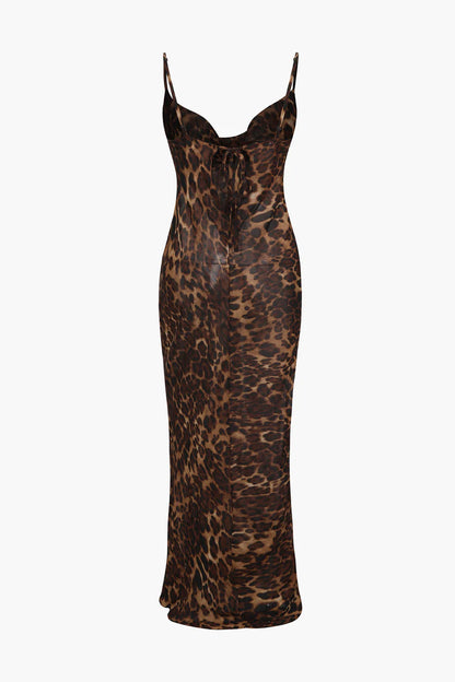 Edna - Leopard Print Mesh Maxi Dress