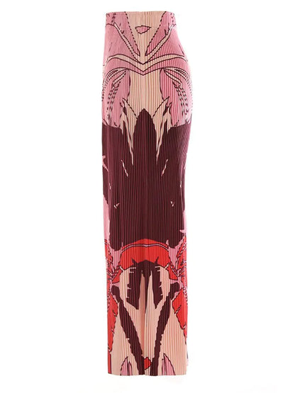 Pink Palm Maxi Skirt