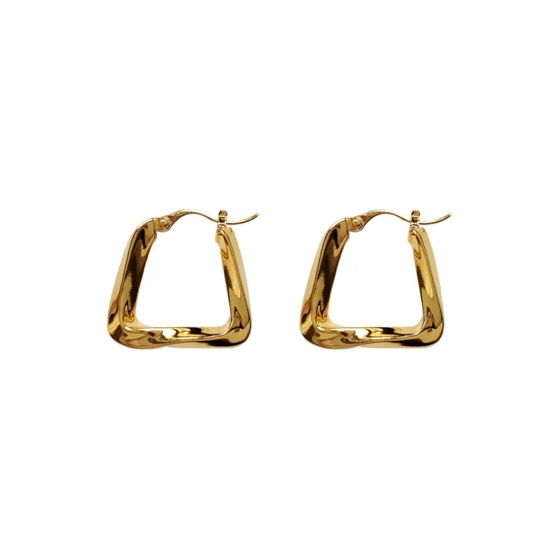 Geometric Gold Triangle Earrings