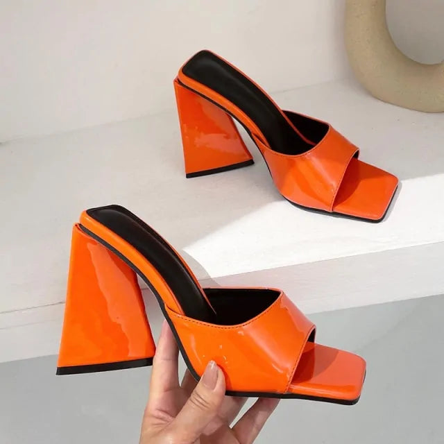 Slides Mules Thick Block Heels