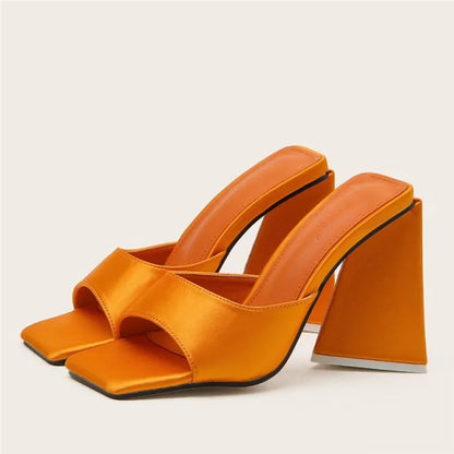 Slides Mules Thick Block Heels