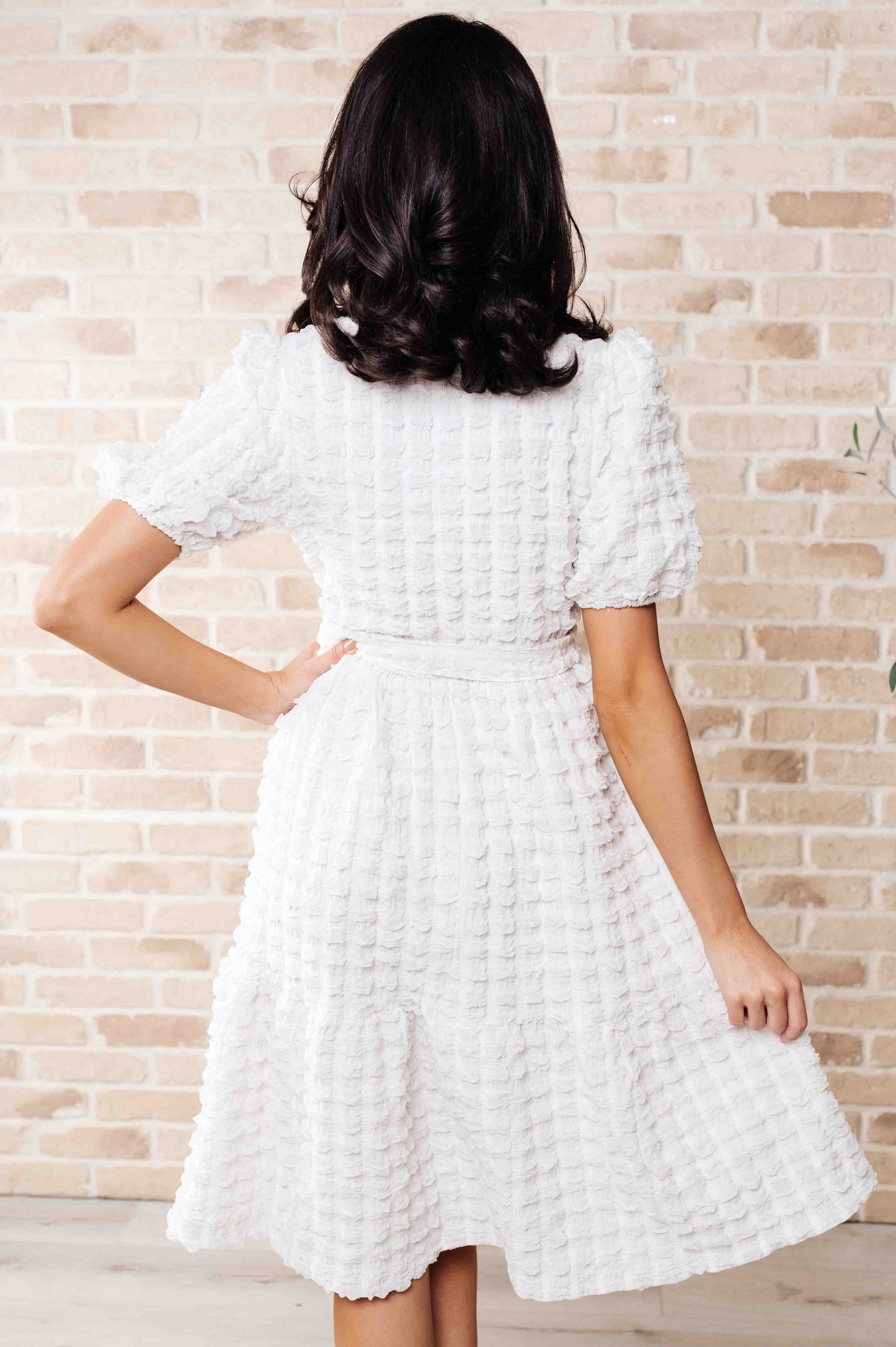 On Cloud Nine Bubble Midi White Dress