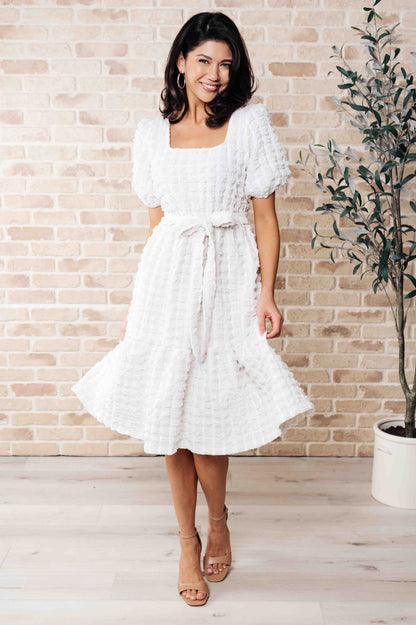 On Cloud Nine Bubble Midi White Dress