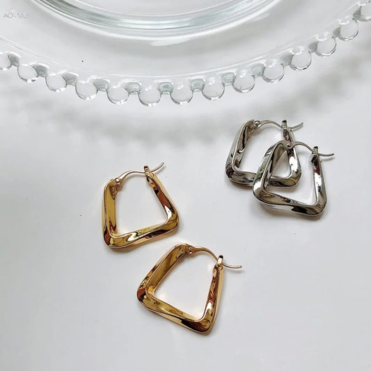 Geometric Gold Triangle Earrings