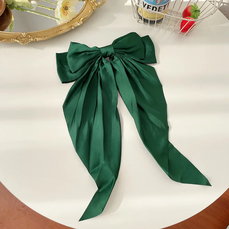 Big Satin Ribbon Hair Bow Clip