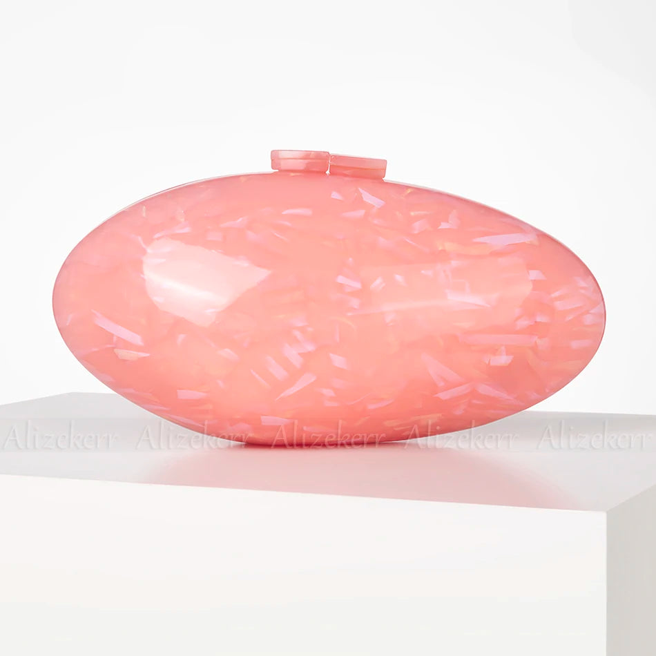 Oval Acrylic Evening Clutch Bag