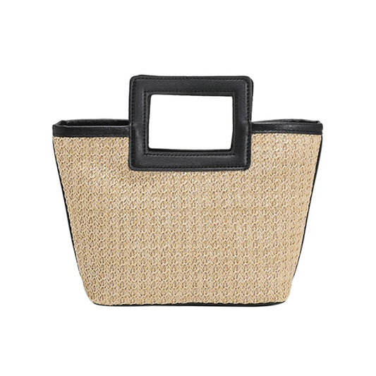 Woven Straw Tote Handbag