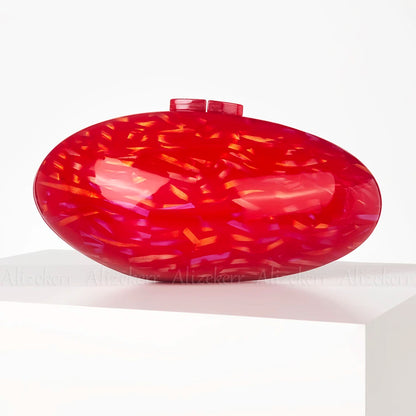 Oval Acrylic Evening Clutch Bag