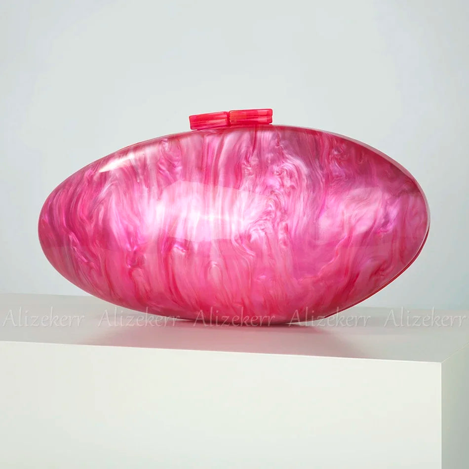 Oval Acrylic Evening Clutch Bag