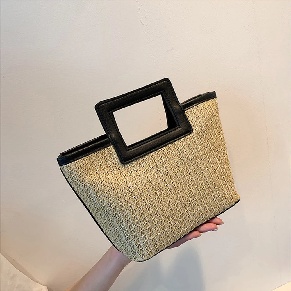 Woven Straw Tote Handbag