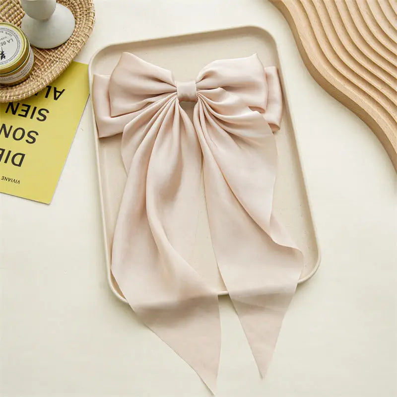 Big Satin Ribbon Hair Bow Clip