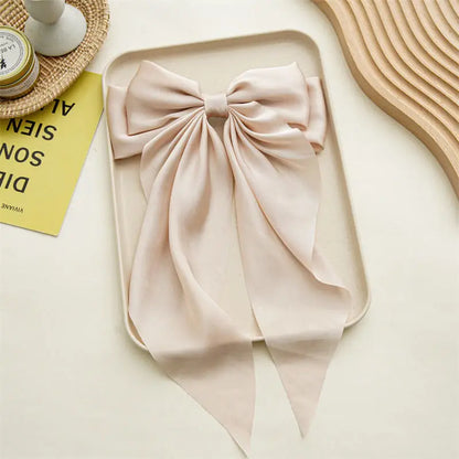 Big Satin Ribbon Hair Bow Clip