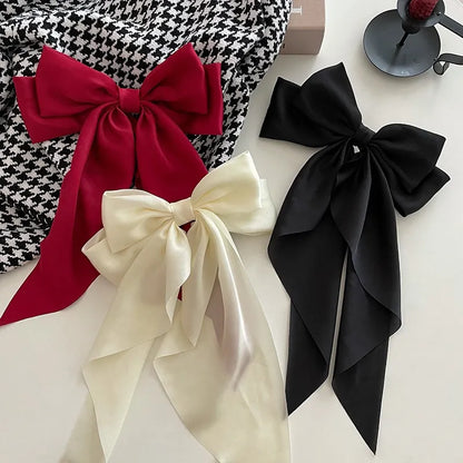 Big Satin Ribbon Hair Bow Clip