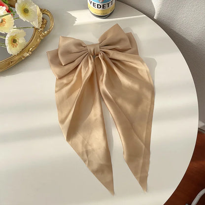 Big Satin Ribbon Hair Bow Clip