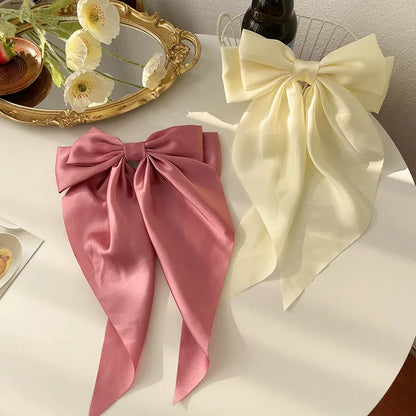 Big Satin Ribbon Hair Bow Clip