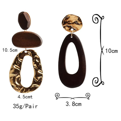 Big Drop Wooden Earrings