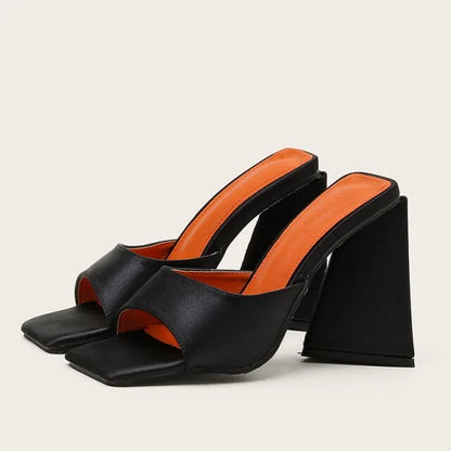 Slides Mules Thick Block Heels