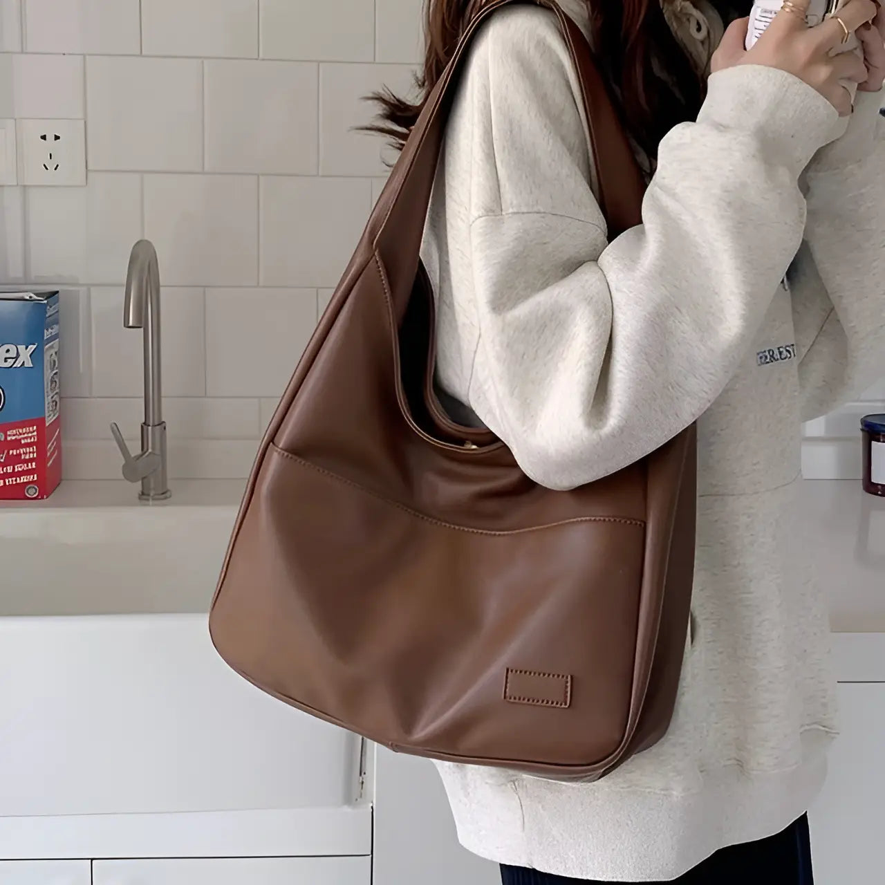 Faux Leather Shoulder Bag