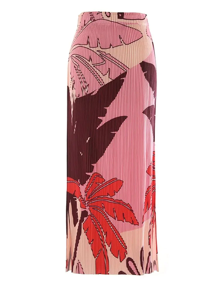 Pink Palm Maxi Skirt