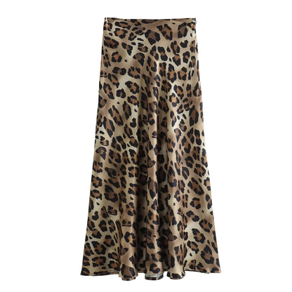 Silk Leopard Print Maxi Skirt