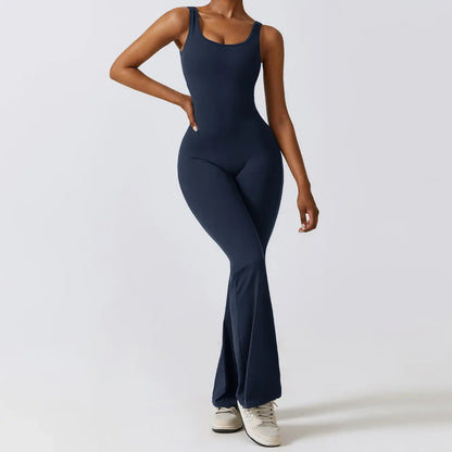 Workout Backless design Push Up Flare Jumpsuit