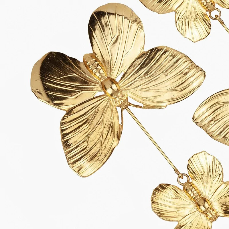 Gold Chunky Butterfly Dangle Earrings